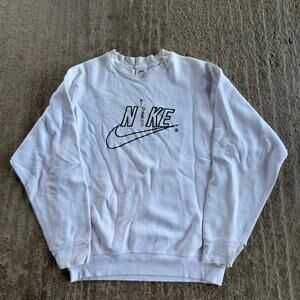VTG 90S NIKE BASKETBALL CREWNECK GRAPHIC SWOOSH SPORTS WHITE TAG WOMENS MEDIUM